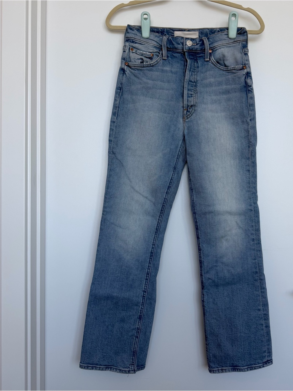 MOTHER Denim - Light Wash Cropped Kick Flare Jeans